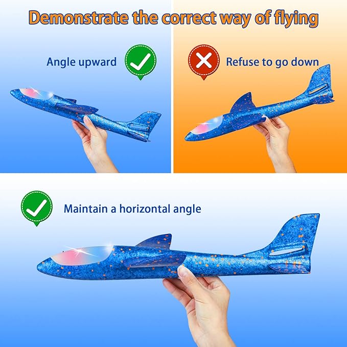 33/50CM Flash Glider Foam Plane – Hand-Thrown Light-Up Inertial Airplane for Outdoor Fun