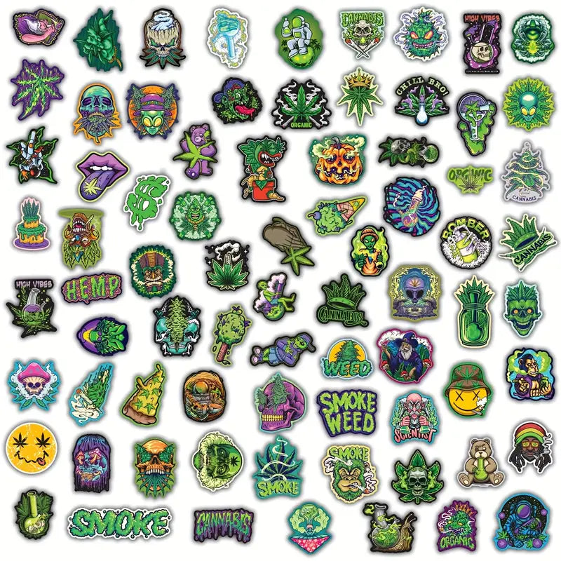 150-Pack Weed and Marijuana Stickers; Funny, Trippy, And Chill Cannabis Designs For Laptops, Water Bottles, Notebooks, Skateboards and More