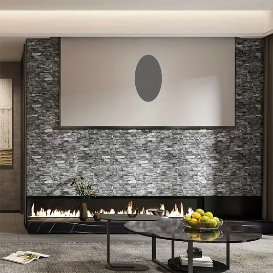 3D BrickWall Panels (100pcs) – Gray Faux Brick Wallpaper