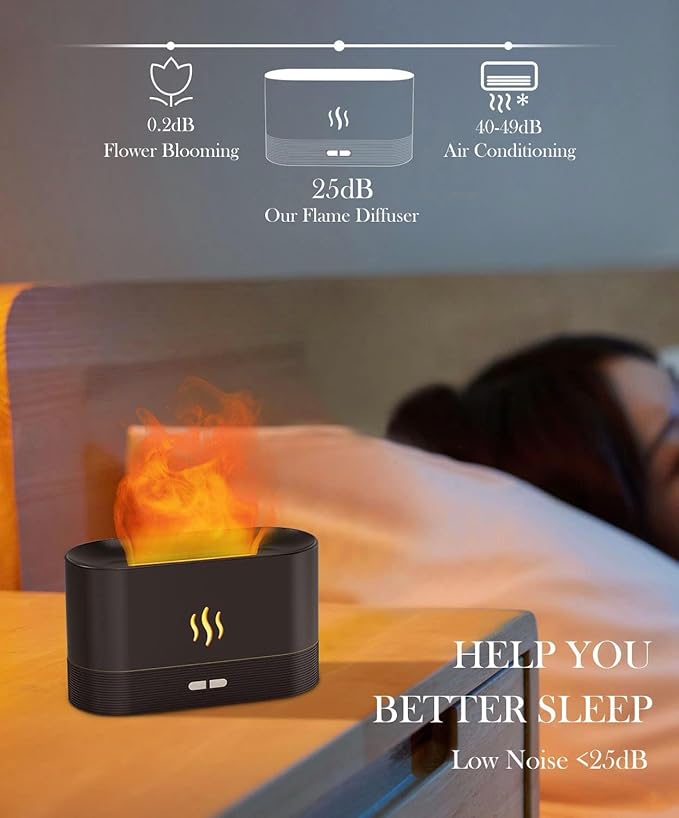 Ultrasonic Cool Mist Air Humidifier with LED Flame Lamp – Essential Oil Diffuser & Fogger