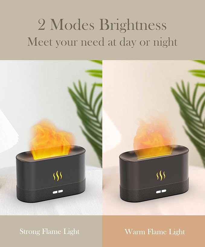 Ultrasonic Cool Mist Air Humidifier with LED Flame Lamp – Essential Oil Diffuser & Fogger
