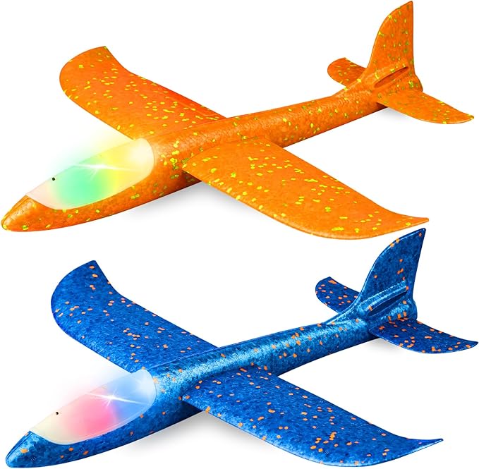 33/50CM Flash Glider Foam Plane – Hand-Thrown Light-Up Inertial Airplane for Outdoor Fun