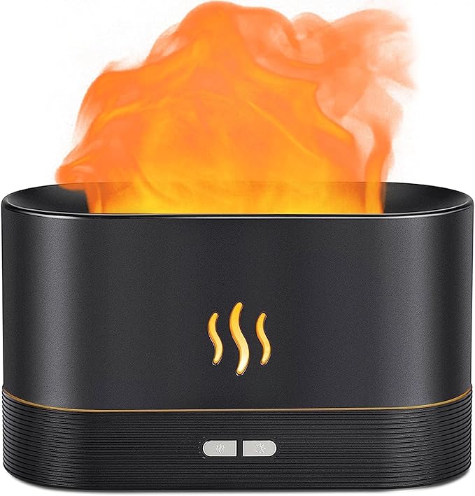 Ultrasonic Cool Mist Air Humidifier with LED Flame Lamp – Essential Oil Diffuser & Fogger
