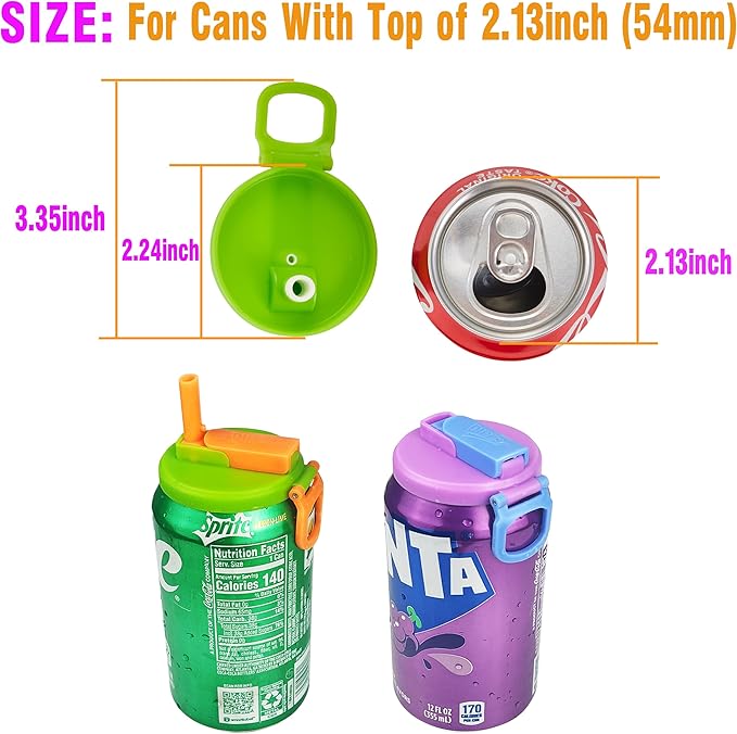 Colorful Silicone Soda Can Lids with Reusable Straws – BPA-Free, Airtight & Spill-Proof