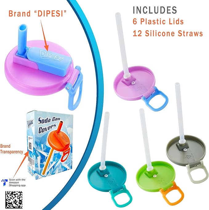 Colorful Silicone Soda Can Lids with Reusable Straws – BPA-Free, Airtight & Spill-Proof
