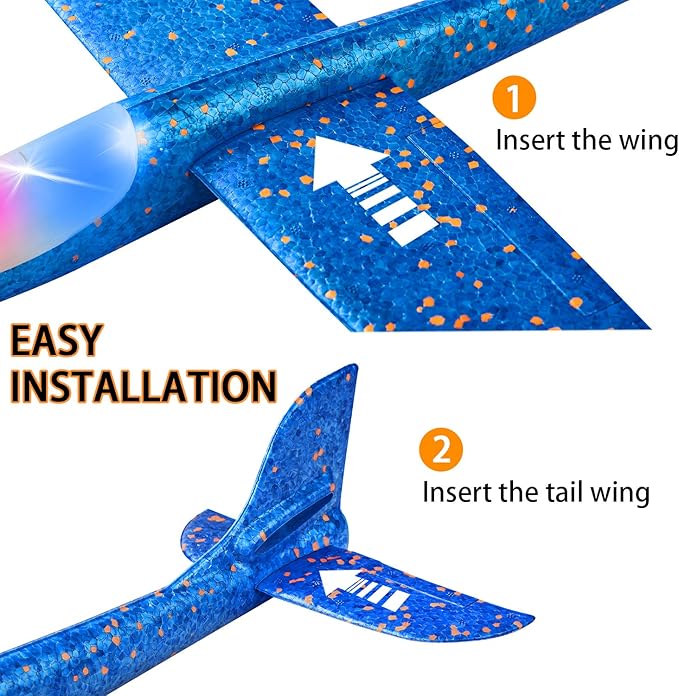 33/50CM Flash Glider Foam Plane – Hand-Thrown Light-Up Inertial Airplane for Outdoor Fun