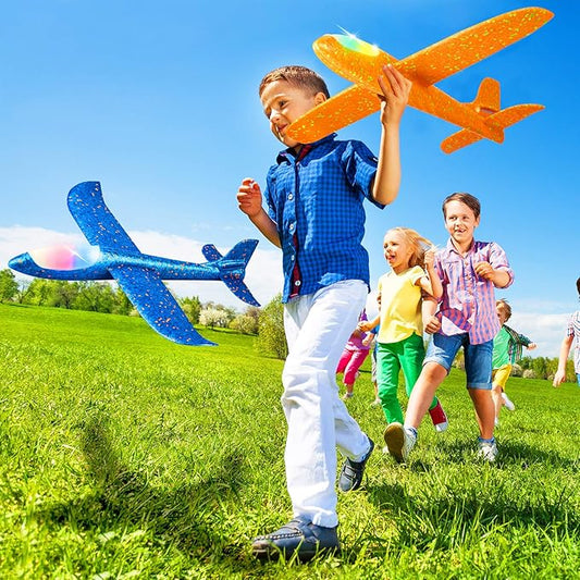33/50CM Flash Glider Foam Plane – Hand-Thrown Light-Up Inertial Airplane for Outdoor Fun