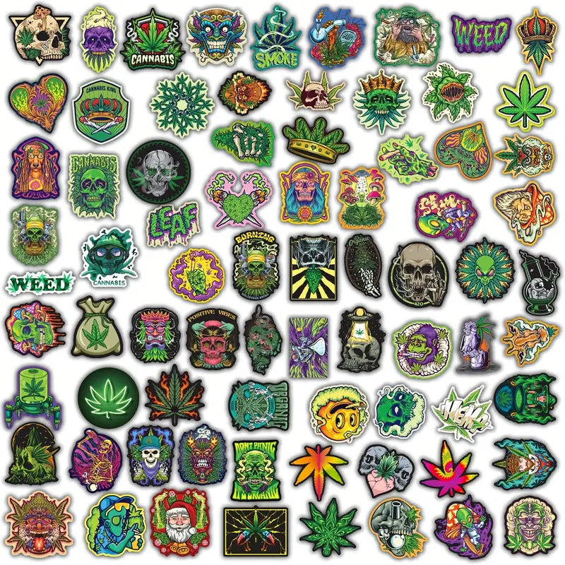 150-Pack Weed and Marijuana Stickers; Funny, Trippy, And Chill Cannabis Designs For Laptops, Water Bottles, Notebooks, Skateboards and More